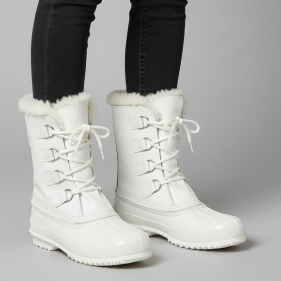 Sorel Shoes - Sorel Manitau Off White Removable Lining Lace Up Winter Rain Snow Duck Boots